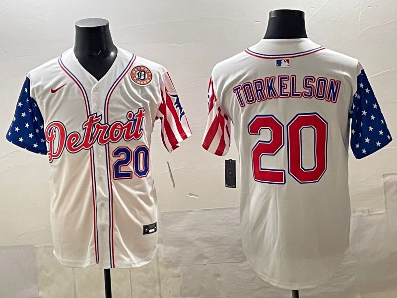 Men Detroit Tigers #20 Torkelson White National Flags 2025 Nike MLB Jersey style 05->detroit tigers->MLB Jersey